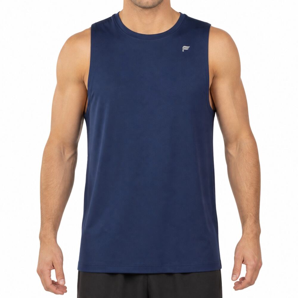Fabletics Athletic Tank Top Mens Large Navy Blue Sleeveless Shirt Gym Workout